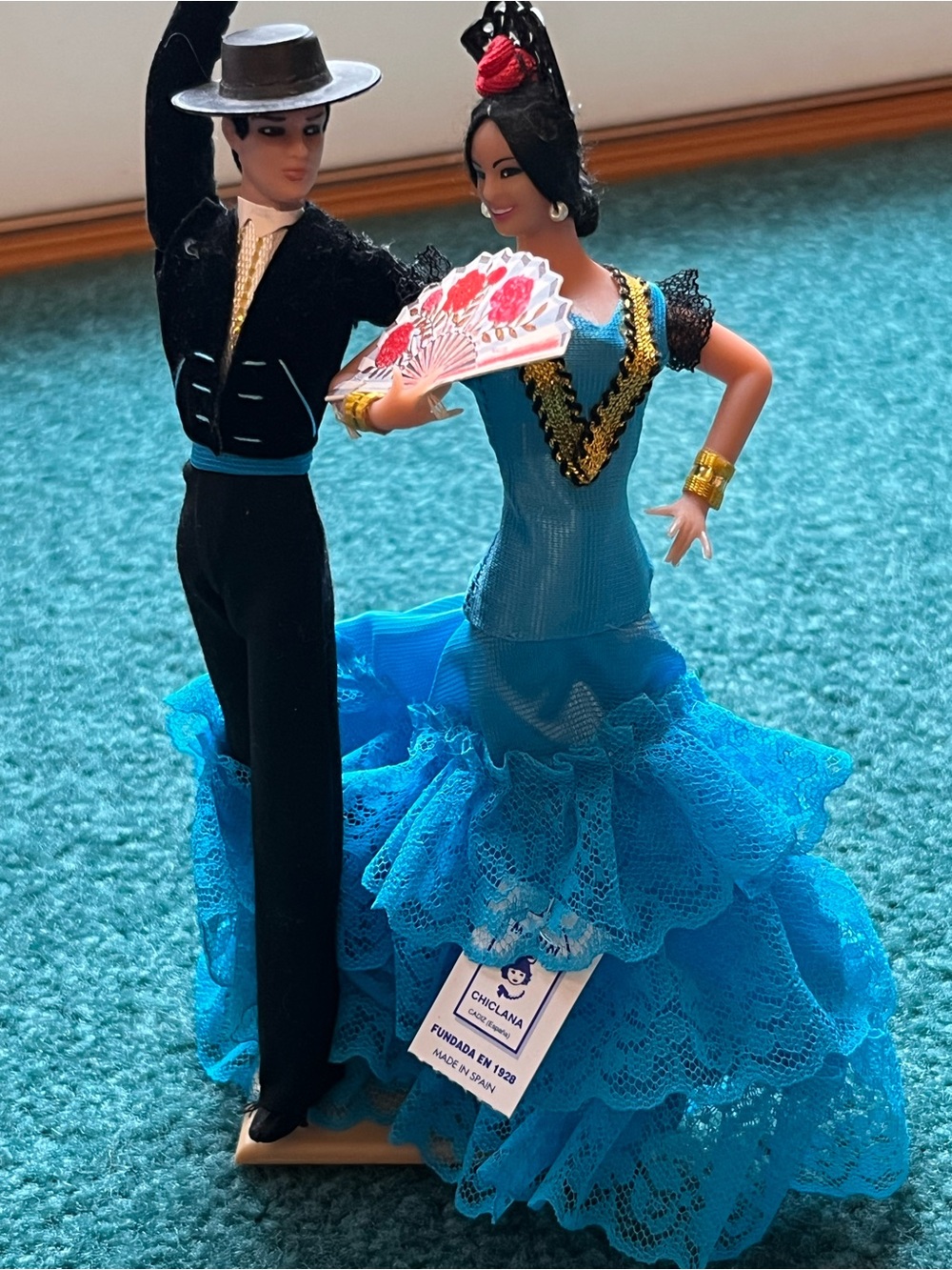 VTG Marin Chiclana Spain Flamenco Dancer Dolls Pareja C Ref 648 Blue Lace Set